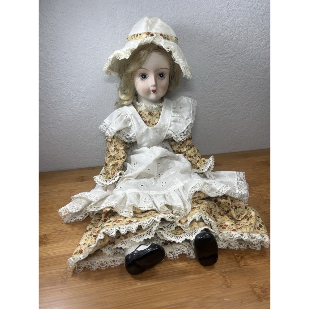 Vintage Walda Bisque Porcelain Doll 1970s Cottagecore Victorian Style Hand Paint